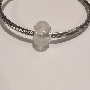 Silver Clear and White Blended Charm for‎ Pandora Style Bracelet